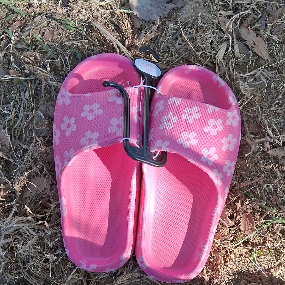 Pink Floral Kids Slide Sandals